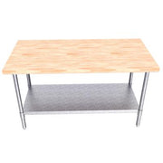BK Resources Hard Maple Flat Top Work Table w/ Galvanized Undershelf, Oil Finish – 60" L x 30" W - Donut-Equipment.com