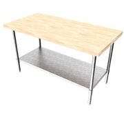 BK Resources Hard Maple Flat Top Work Table w/ Galvanized Undershelf, Oil Finish – 60" L x 30" W - Donut-Equipment.com