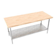 BK Resources Hard Maple Flat Top Work Table w/ Galvanized Undershelf, Oil Finish – 72" L x 30" W - Donut-Equipment.com