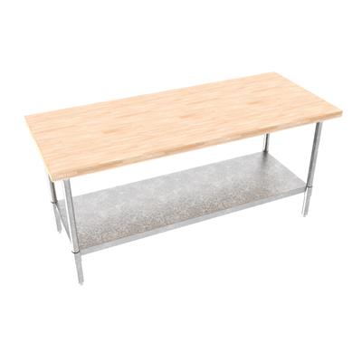 BK Resources Hard Maple Flat Top Work Table w/ Galvanized Undershelf, Oil Finish – 72" L x 30" W - Donut-Equipment.com