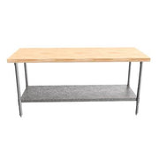 BK Resources Hard Maple Flat Top Work Table w/ Galvanized Undershelf, Oil Finish – 72" L x 30" W - Donut-Equipment.com