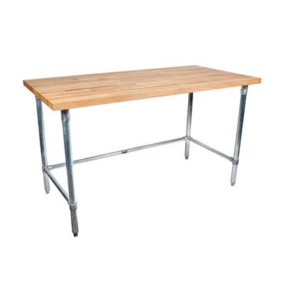 BK Resources Hard Maple Work Table w/ Open Base & Galvanized Legs, Oil Finish – 60" L x 30" W - Donut-Equipment.com