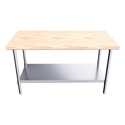 BK Resources Hard Maple Flat Top Work Table w/ Stainless Steel Undershelf, Oil Finish – 60" W x 30" D - Donut-Equipment.com