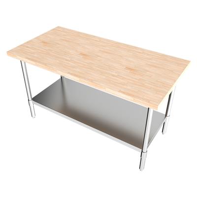 BK Resources Hard Maple Flat Top Work Table w/ Stainless Steel Undershelf, Oil Finish – 60" W x 30" D - Donut-Equipment.com