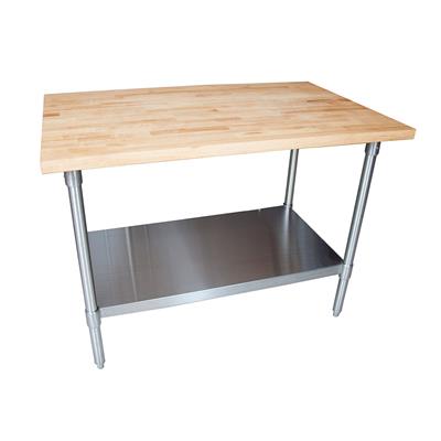BK Resources Hard Maple Flat Top Work Table w/ Stainless Steel Undershelf, Oil Finish – 60" L x 36" W - Donut-Equipment.com