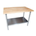 BK Resources Hard Maple Flat Top Work Table w/ Stainless Steel Undershelf, Oil Finish – 60" L x 36" W - Donut-Equipment.com