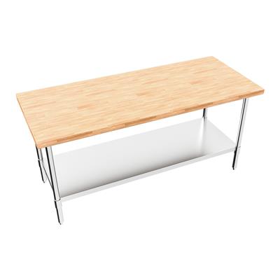 BK Resources Hard Maple Flat Top Work Table w/ Stainless Steel Undershelf, Oil Finish – 72" W x 30" D - Donut-Equipment.com
