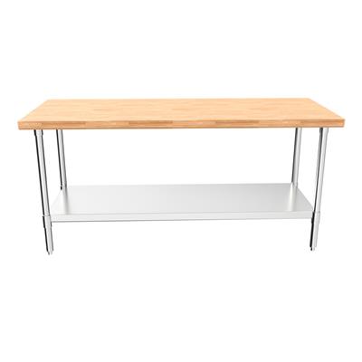 BK Resources Hard Maple Flat Top Work Table w/ Stainless Steel Undershelf, Oil Finish – 72" W x 30" D - Donut-Equipment.com