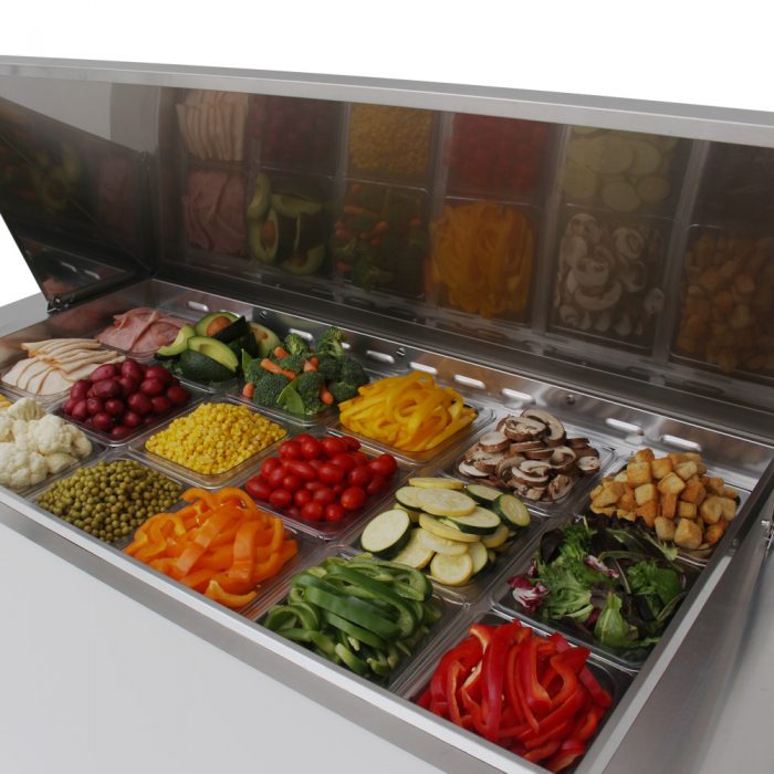 Turbo Air MST-48-18-N M3 Series 48" 2 Door Mega Top Stainless Steel Refrigerated Sandwich Prep Table - Donut-Equipment.com