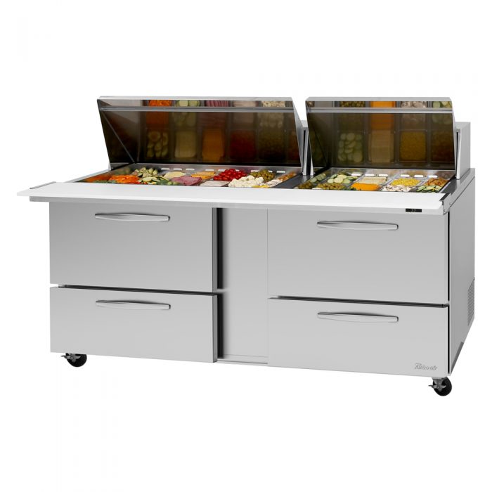 Turbo Air PST-72-30-D4-N 72" PRO Series Mega Top Sandwich/Salad Prep Table w/ Refrigerated Base - Donut-Equipment.com