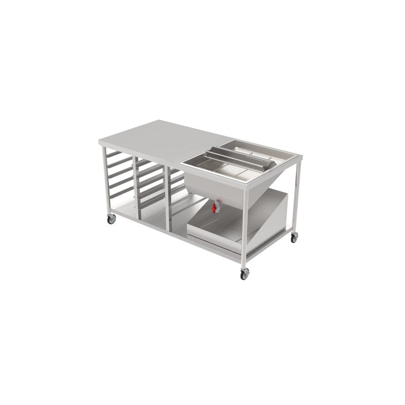 GSW USA DN-TBL Donut Table 34" x 66" Stainless Steel with Glazing Dipper & Sugar Pan - Donut-Equipment.com