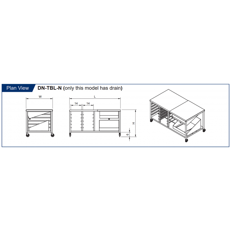 GSW USA DN-TBL Donut Table 34" x 66" Stainless Steel with Glazing Dipper & Sugar Pan - Donut-Equipment.com