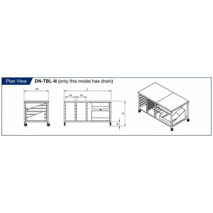 GSW USA DN-TBL Donut Table 34" x 66" Stainless Steel with Glazing Dipper & Sugar Pan - Donut-Equipment.com