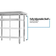 BK Resources 48" x 24" 18 Gauge Stainless Steel Work Table with Undershelf – Prep Table - Donut-Equipment.com