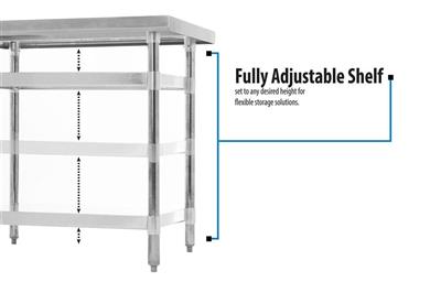 BK Resources 72" x 24" 18 Gauge Stainless Steel Work Table with Undershelf – Prep Table - Donut-Equipment.com
