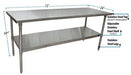 BK Resources 72" x 24" 18 Gauge Stainless Steel Work Table with Undershelf – Prep Table - Donut-Equipment.com