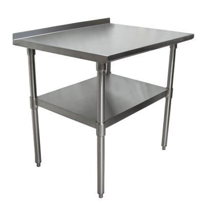 BK Resources 36" x 24" 18 Gauge Stainless Steel Work Table with Undershelf & 1.5" Riser – Prep Table - Donut-Equipment.com