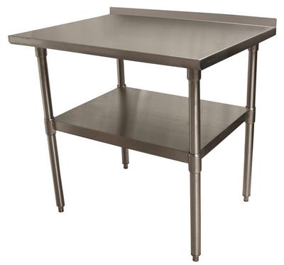 BK Resources 36" x 24" 18 Gauge Stainless Steel Work Table with Undershelf & 1.5" Riser – Prep Table - Donut-Equipment.com