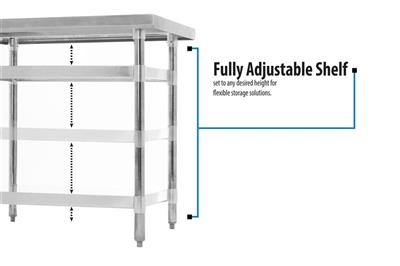 BK Resources 36" x 24" 18 Gauge Stainless Steel Work Table with Undershelf & 1.5" Riser – Prep Table - Donut-Equipment.com