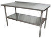 BK Resources 60" x 24" 18 Gauge Stainless Steel Work Table with Undershelf & 1.5" Riser – Prep Table - Donut-Equipment.com
