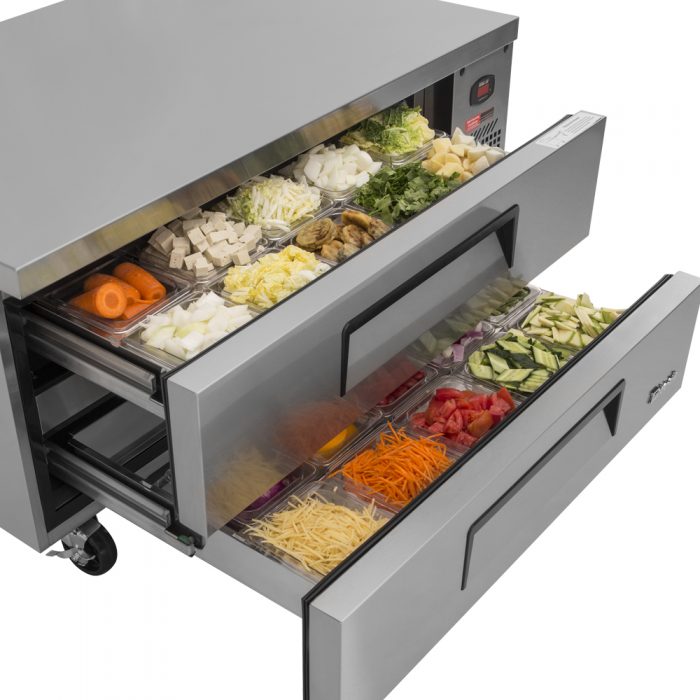 Turbo Air TCBE-48SDR-N 47 5/8" Super Deluxe Chef Base Refrigerator w/ (2) Drawers – 115v - Donut-Equipment.com