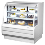 Turbo Air TCGB-48-W-N 48-1/2" Curved Glass Full-Service Refrigerated Bakery Display Case, 3 Levels, White Exterior, 115v - Donut-Equipment.com