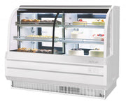 Turbo Air TCGB-60CO-W-N 60-1/2" Curved Glass Full-Service Dual Zone Dry/Refrigerated Bakery Display Case, 3 Levels, White Exterior, 115v - Donut-Equipment.com