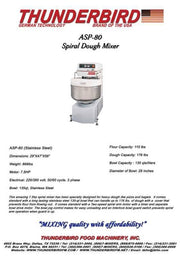 80 Quart (175lb. dough capacity) Thunderbird Planetary Mixer ASP-80 - Donut-Equipment.com