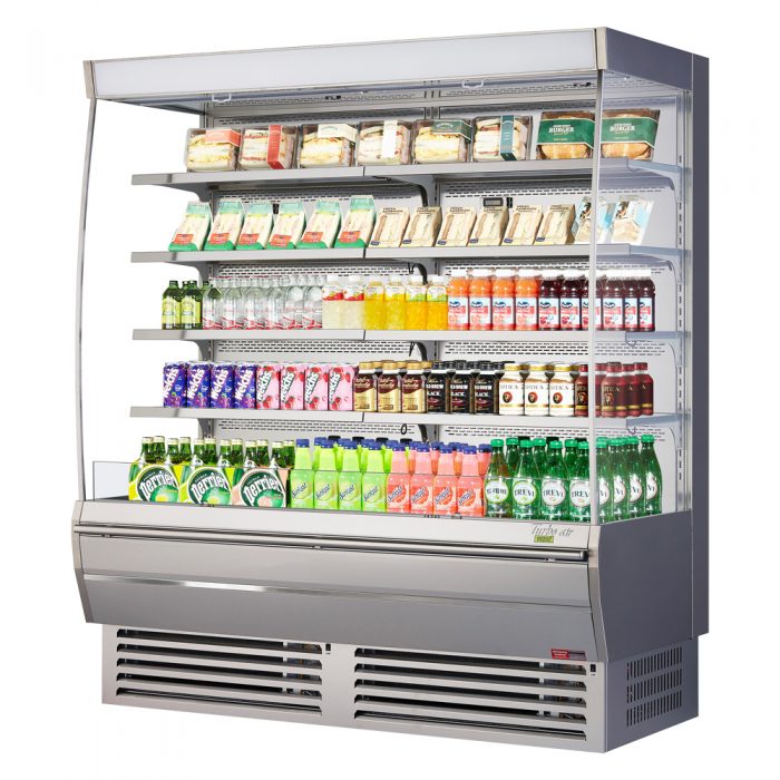 Turbo Air TOM-72DXS-N 68 3/4" Stainless Steel Extra Deep Vertical Open Air Cooler w/ (5) Levels, 115v - Donut-Equipment.com