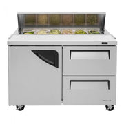 Turbo Air TST-48SD-D2-N 48" 1 Door 2 Drawer Refrigerated Sandwich Prep Table - Donut-Equipment.com