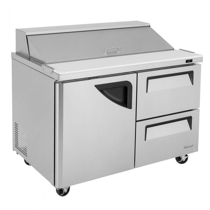 Turbo Air TST-48SD-D2-N 48" 1 Door 2 Drawer Refrigerated Sandwich Prep Table - Donut-Equipment.com