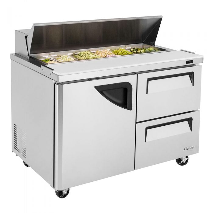 Turbo Air TST-48SD-D2-N 48" 1 Door 2 Drawer Refrigerated Sandwich Prep Table - Donut-Equipment.com