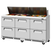 Turbo Air TST-72SD-D6-FB-N Super Deluxe 72" Sandwich/Salad Prep Table with Six Drawers - Donut-Equipment.com
