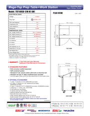 Turbo Air Super Deluxe TST-60SD-12M-N-LW 60" 2 Door Mega Top Refrigerated Sandwich Prep Table with Left Work Station - Donut-Equipment.com