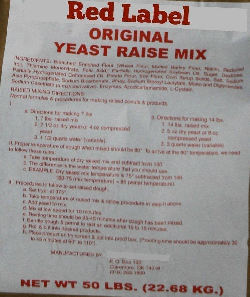 Bulk  Red Label Raised Donut Mix- 40 Bag Pallet - Donut-Equipment.com