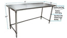 BK Resources 72" x 24" 18 Gauge Stainless Steel Work Table with Open Base – Prep Table - Donut-Equipment.com