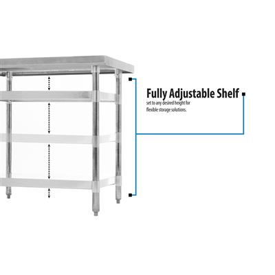 BK Resources 36" x 24" 18 Gauge Stainless Steel Work Table with Undershelf & 1.5" Riser – Prep Table - Donut-Equipment.com