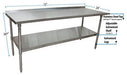 BK Resources 72" x 24" 18 Gauge Stainless Steel Work Table with Undershelf & 1.5" Riser – Prep Table - Donut-Equipment.com