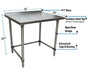 BK Resources 36" x 24" 18 Gauge Stainless Steel Work Table with Open Base & 1.5" Riser – Prep Table - Donut-Equipment.com