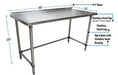 BK Resources 60" x 24" 18 Gauge Stainless Steel Work Table with Open Base & 1.5" Riser – Prep Table - Donut-Equipment.com
