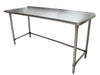 BK Resources 72" x 24" 18 Gauge Stainless Steel Work Table with Open Base & 1.5" Riser – Prep Table - Donut-Equipment.com