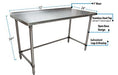 BK Resources 72" x 24" 18 Gauge Stainless Steel Work Table with Open Base & 1.5" Riser – Prep Table - Donut-Equipment.com