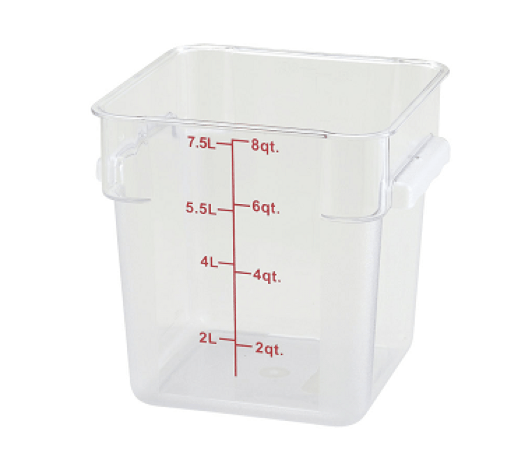Clear Ingredient Storage Container, 8 quart, square - Donut-Equipment.com