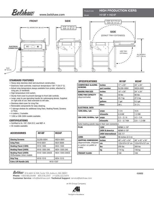 Belshaw HI18F High Production Icers (2 Options in Variants) - Donut-Equipment.com