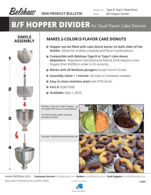 Belshaw (0290-1000) B/F HOPPER DIVIDER for making Two Flavor Donuts - Donut-Equipment.com