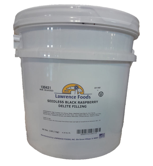 Lawrence Black Raspberry Delight Seedless- 40 Pound Pail - Donut-Equipment.com