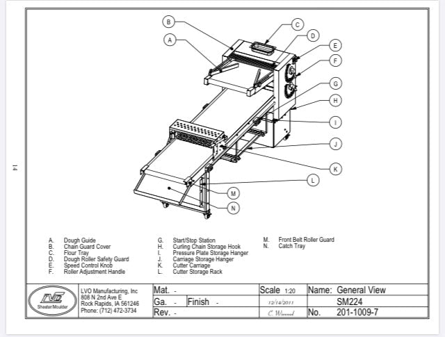 LVO SM224-6 Donut Production Table Sheeter Left To Right Production - Donut-Equipment.com