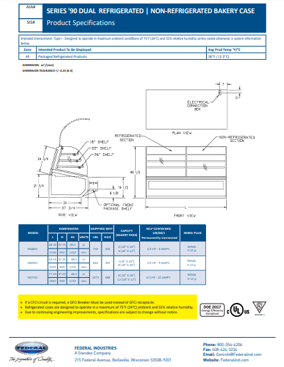 Federal SN483SC Dual Refrigerated/Non Refrigerated Bakery Case 48" x 37.75 x 48" - Donut-Equipment.com