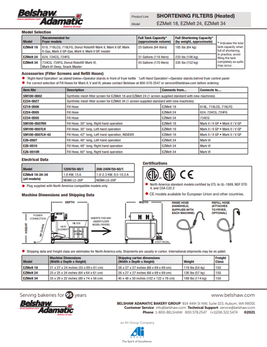 Belshaw EZMELT 18 Shortening Melter-Filter- comes standard with Fill and Rinse Hose - Donut-Equipment.com